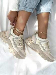 μπεζ άσπρα sneakers 